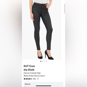 Like new Kut from the Kloth skinny ankle coated black jean size 4